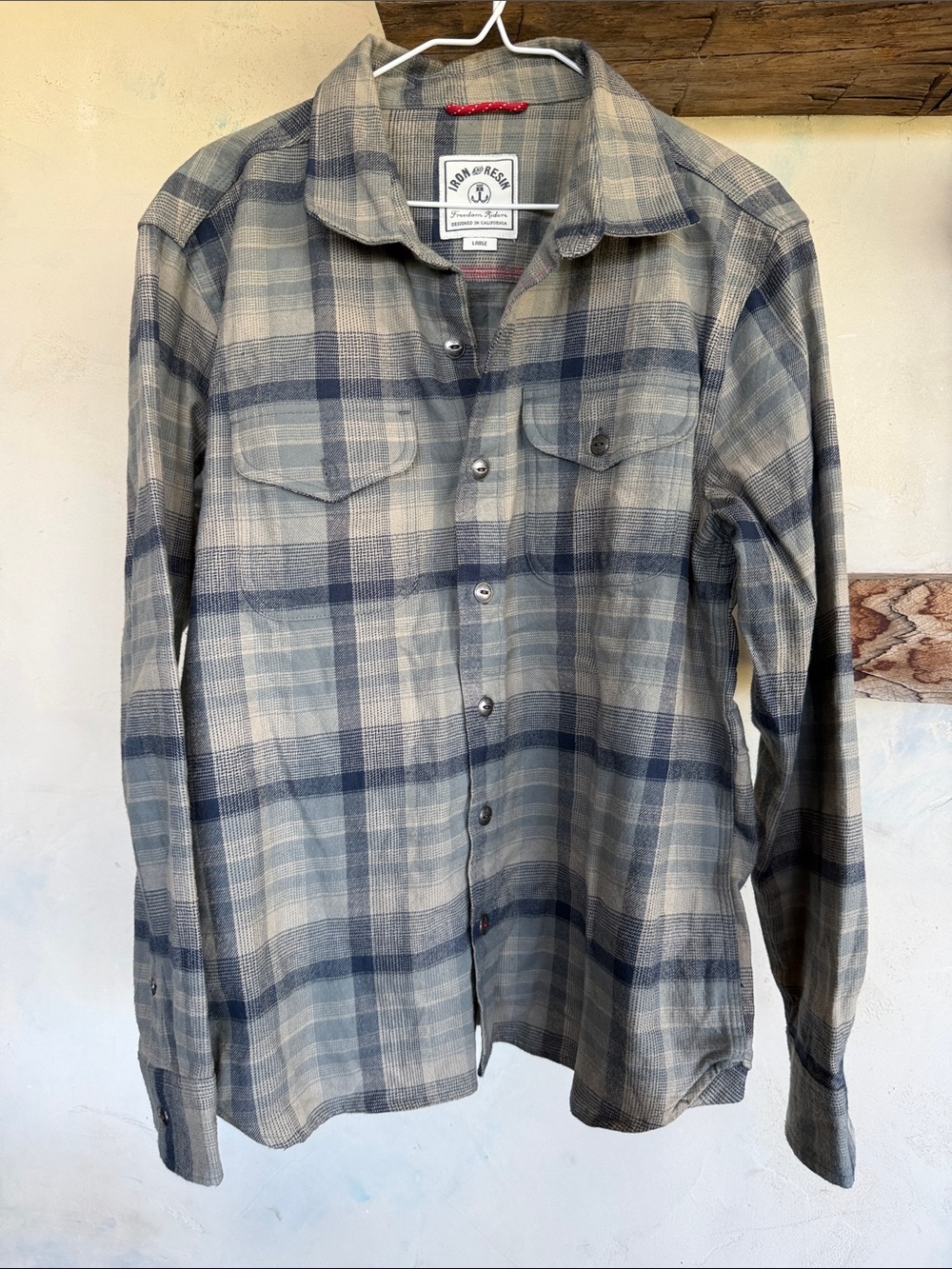 Iron & Resin Blue and Gray Soda Shirt Plaid Button-Down